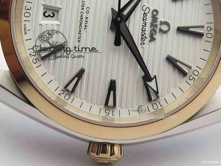 0509 2017 Aqua Terra SS RG XF Best Edition White Textured Dial On Black Leather Strap A Functional 8157